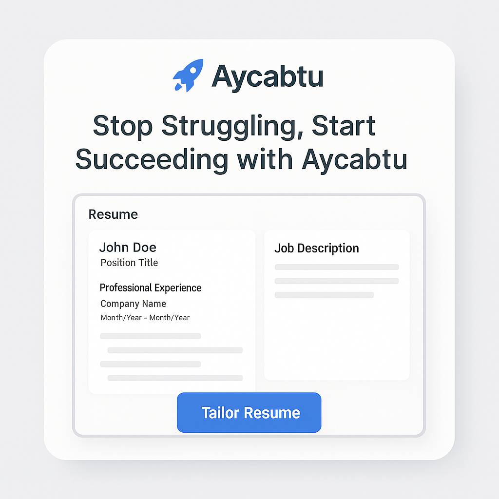 Aycabtu resume builder interface showing easy tailoring