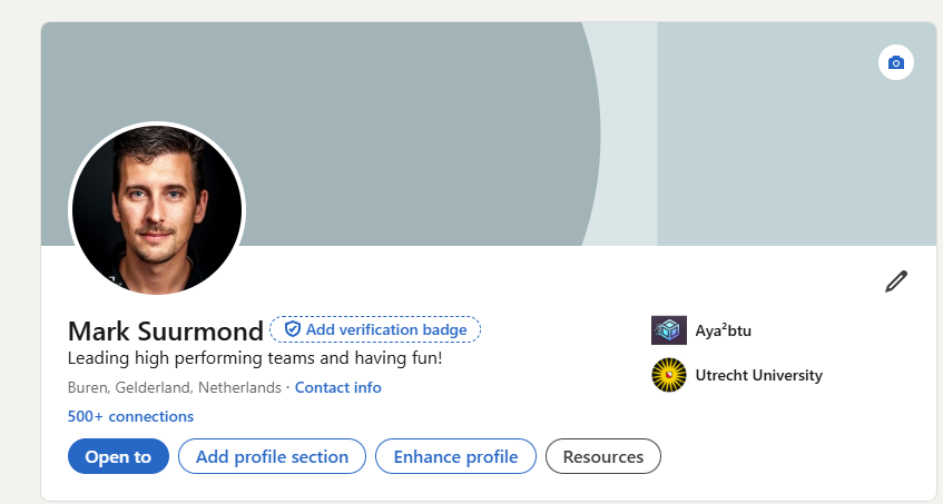 LinkedIn profile page with Resources button